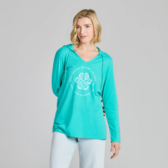 Life is Good Women's Best Things Floral Paw Tie Dye Long Sleeve Crusher Lite Hooded Tee