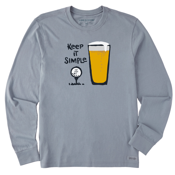 Life is Good Men's Keep it Simple Golf & Beer Long Sleeve Crusher Tee