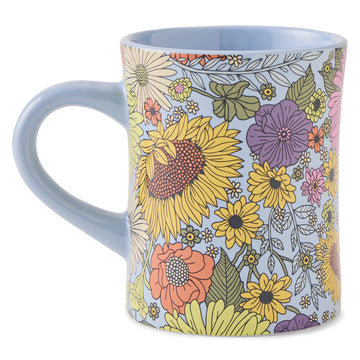 Life is Good Sunshine Floral Pattern Diner Mug