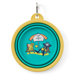 Life is Good Jake & Rocket Good Times Beach Silicone Travel Dog Bowl
