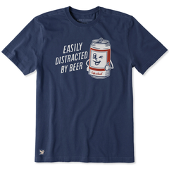 Life is Good Men's Easily Distracted by Beer Can Crusher Lite Tee