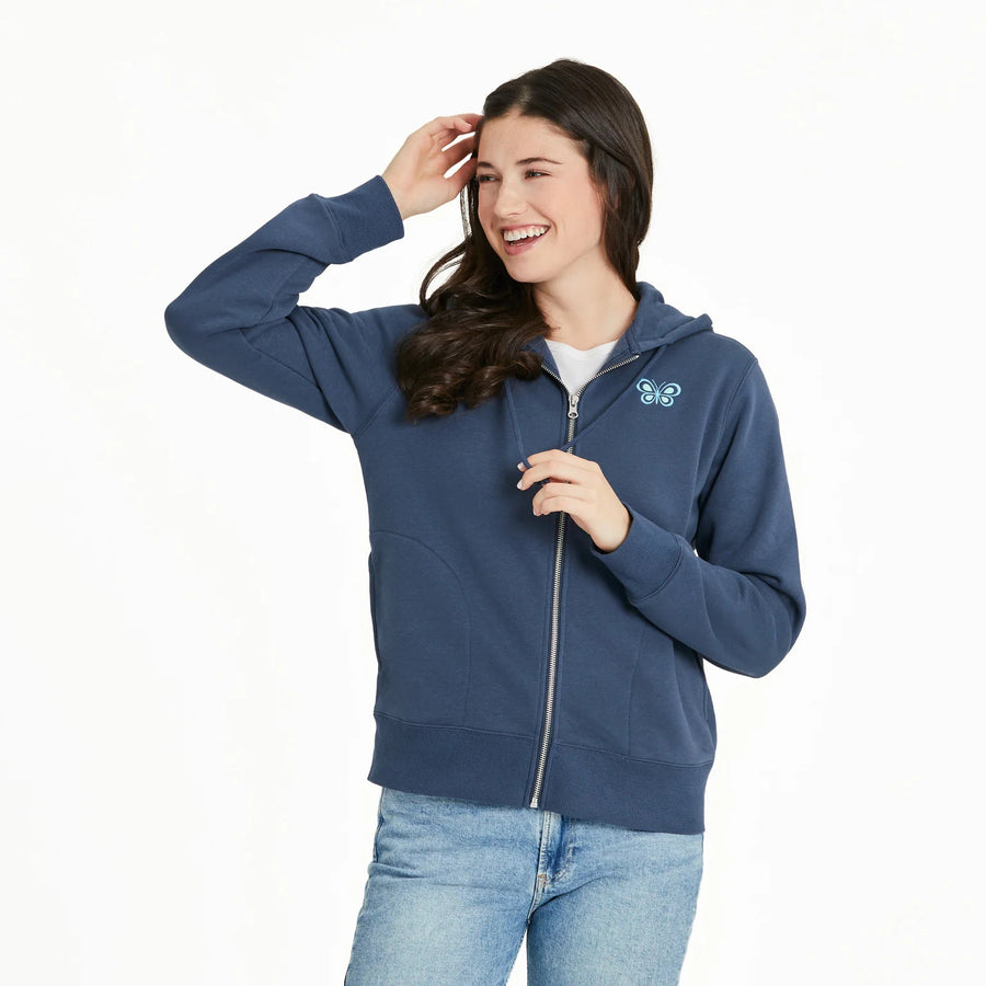 Life is Good Women's Simple Butterfly Good Vibes Fleece Zip Hoodie