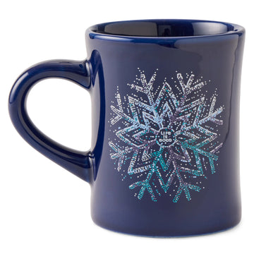 Life is Good Sparkle Snowflake Diner Mug
