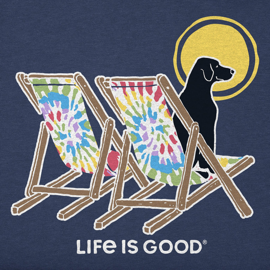 Life is Good Women's Tie Dye Dog Beach Chairs Crusher Tee