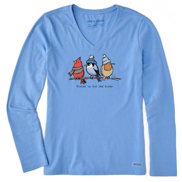 Women's Shady Winter is for the Birds Long Sleeve Crusher Vee