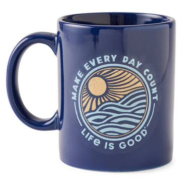 Life is Good Make Every Day Count Sunset Jake's Mug