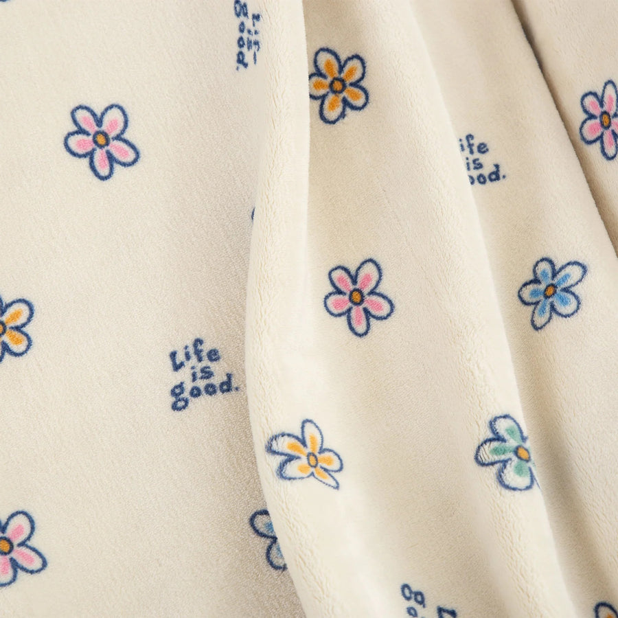 Life is Good Vintage Daisies Plush Throw Blanket