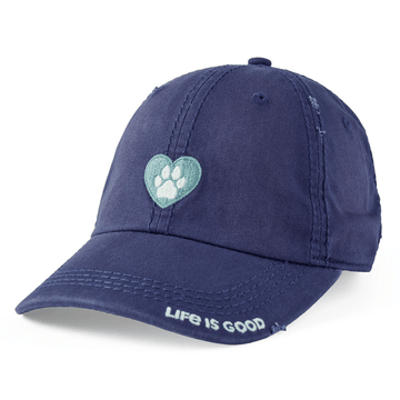 Life is Good Paw Print Heart Sunwashed Chill Cap