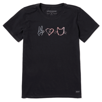 Life is Good Women's Crusher Tee Peace Love Cat