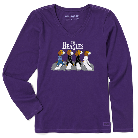 Life is Good Women's Crusher Lite LS Vee The Beagles