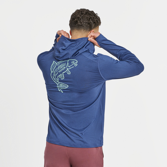Life is Good Men's Active Hooded LS Tee Jumping Fish