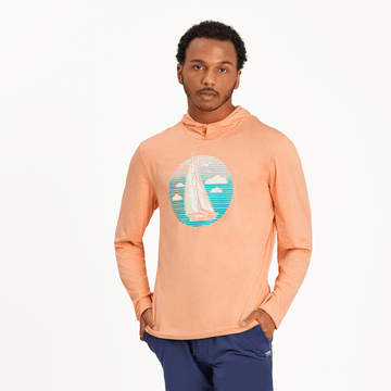 Life is Good Men's Active Long Sleeve Active Hooded Tee Smooth Sailing