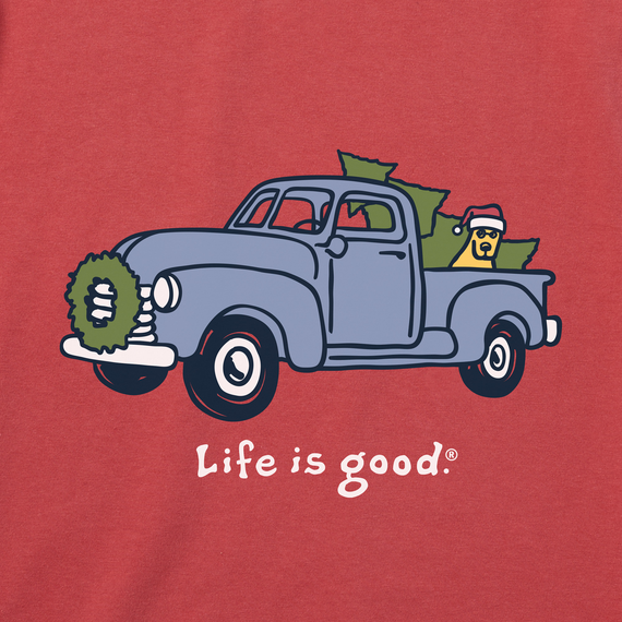 Life is Good Men's Vintage Crusher LS Tee Rocket Holiday Truck