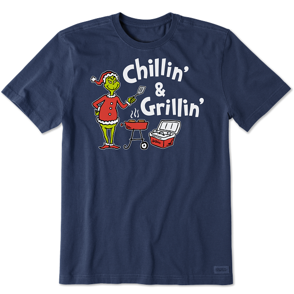 Life is Good Men's Crusher Tee Grinch Chillin' and Grillin'