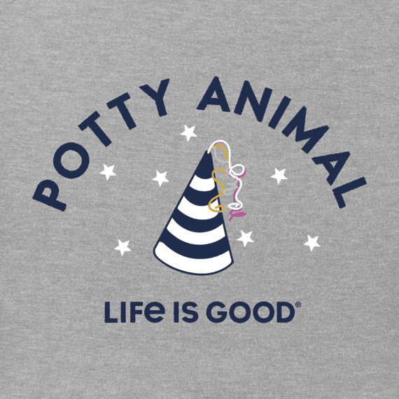 Toddler Crusher Tee Potty Animal Party Hat Life is Good Detail
