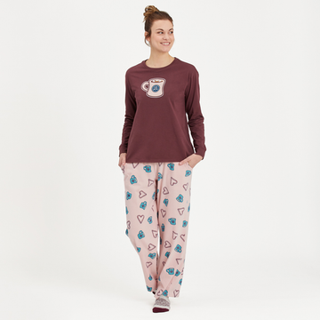 Life is Good Women's Snuggle Up Sleep Pants Cocoa and Candy Canes