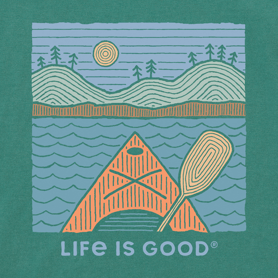 Life is Good Women's Crusher Tee Woodblock Kayak