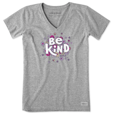 Life is Good Women's Crusher Lite Vee Be Kind Flowers