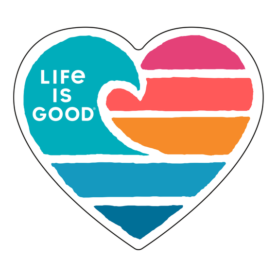 Life is Good Die Cut Sticker Clean Wave Heart