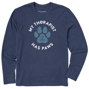 Life is Good Men's Crusher L/S Tee Therapist Has Paws