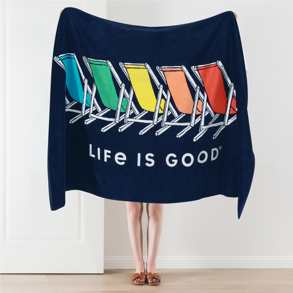 Life is Good Berkshire Beach Towel Beach Chairs