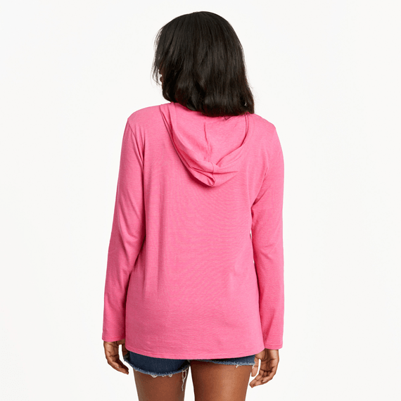 Life is Good Women's Striped Crusher Lite Hooded Tee Daisy