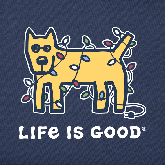 Life is Good Men's Vintage Crusher LS Tee Rocket Holiday Lights
