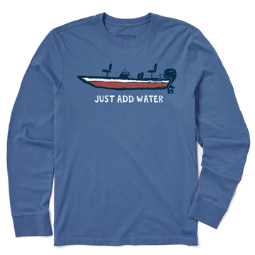 Life is Good Men's Crusher LS Tee Just Add Water Bass Boat