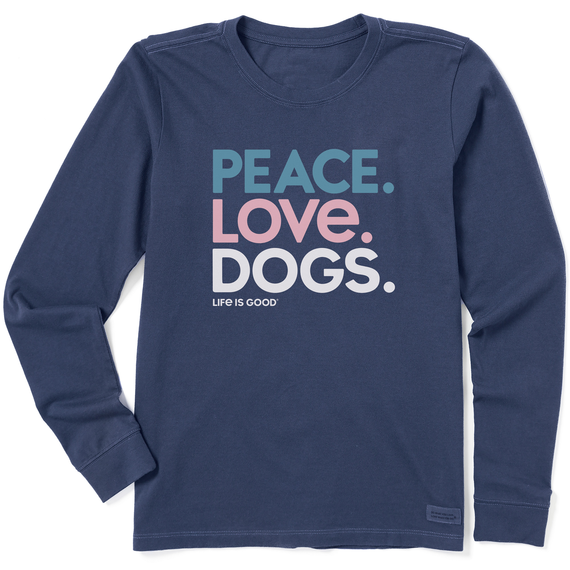 Life is Good Women's Crusher LS Tee Peace Love Dogs