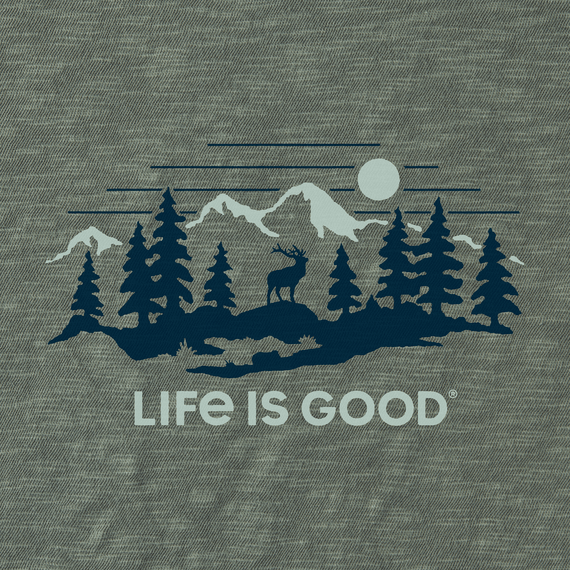 Life is Good Men's Slub Hoodie Scenic Deer