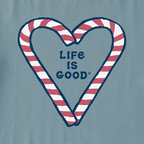 Life is Good Women's Vintage Crusher LS Tee Candy Cane Heart
