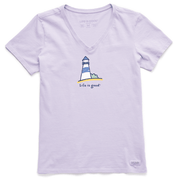 Life is Good Women's Vintage Crusher Vee Lighthouse