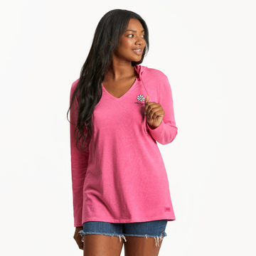 Life is Good Women's Striped Crusher Lite Hooded Tee Daisy