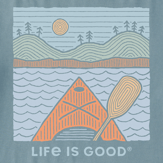 Life is Good Men's Crusher Tee Woodblock Kayak